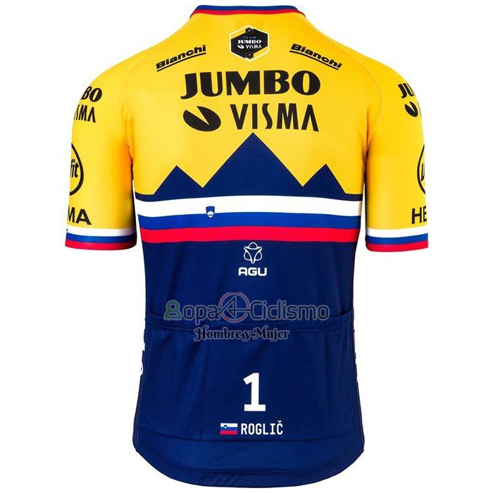 Jumbo Visma Ropa Ciclismo Culotte Corto 2020 Mangas Cortas AMarillo Azul
